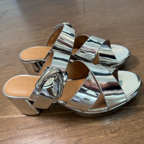 AEROSOLES Metallic Silver Mules - Picture 8 of 11
